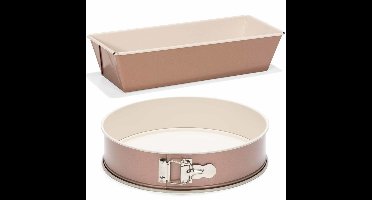 Set van 2x rose gouden bakvormen voor cake en taart 25 en 24 cm