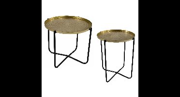 Set van 2x stuks ronde bijzettafel/plantenstandaard goud 35 en 50 cm