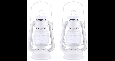 Set van 2x stuks stormlantaarn/windlicht wit 11,5 x 15 x 24 cm