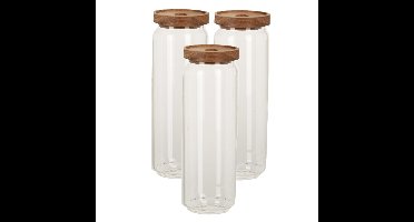 Set van 3x stuks glazen luxe keuken voorraadpot/voorraadbus 1300 ml