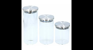 Set van 3x stuks glazen voorraadpot ten / snoeppotten