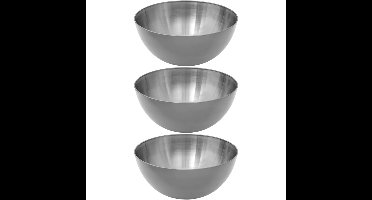 Set van 3x stuks - Slakom/serveer schaaltjes - rvs metaal - D24 cm