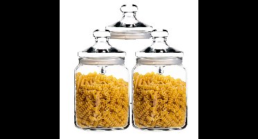 Set van 3x stuks voorraadpotten/bewaarpotten 2000 ml glas met glazen deksel
