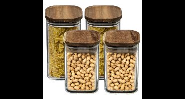 Set van 4x keuken voorraadbussen/potten glas 0.9 en 1.6 Liter inhoud
