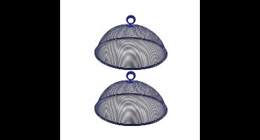 Set van 4x stuks metalen vliegenkappen/voedselkappen blauw rond 30 cm