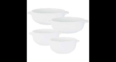 Set van 4x stuks tapas/amuse/snack schaaltjes wit van porselein 10 en 13 cm rond