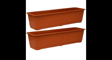 Set van 5x stuks plantenbakken terracotta rechthoekig 60 x 17,5 x 14,5 cm