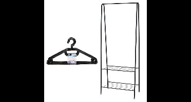 Set van kledingrek met plank en kledinghangers - metaal - 152 cm