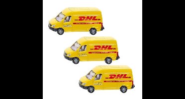 Siku DHL bezorg busje - 3x stuks - modelauto - 8 cm - Mercedes - speelgoed auto/wagens