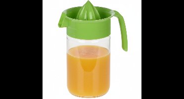 Sinaasappelpers/citruspers - Handmatig - groen - 660 ml - transparant glas - 19 x 10 cm