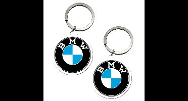 Sleutelhanger auto logo - 2x - BMW - 4,5 x 6 cm - staal/epoxy