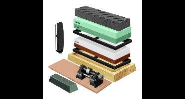 Slijper set - 5 soorten steen - watersteen - slijpsteen - riem voor gereedschappen