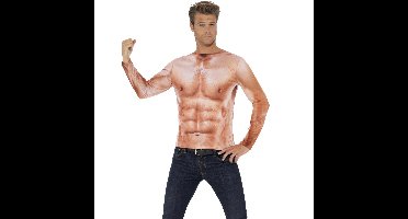 Smiffys Gespierde man T-shirt - six pack - lange mouwen - heren
