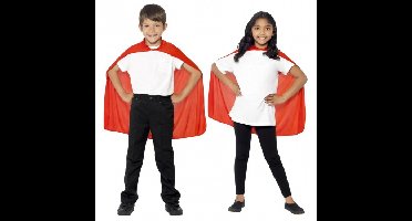 Smiffys Verkleed cape - met capuchon - rood - voor kinderen - polyester - mantel