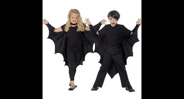 Smiffys verkleedkleding Cape - vleermuis vleugels - vampier - zwart - voor kinderen