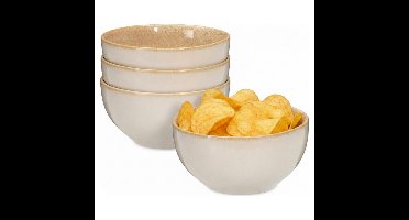 Snackschaaltjes Kenji - set van 4x - beige - 14 x 7 cm - keramiek - chips / nootjes - 580 ml