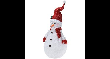 Sneeuwpop decoratie figuur/beeld - 120 cm - met LED verlichting - kunststof - waterproof