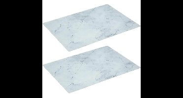 Snijplank rechthoek wit met marmer print 40 x 30 cm van glas