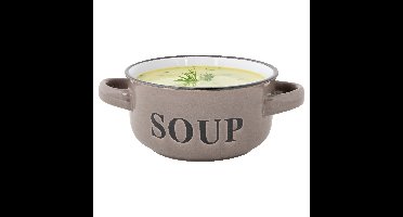 Soepkommen Classic - taupe - 1x stuks - 14 x 7 cm - keramiek - soepkommetjes - 470 ml
