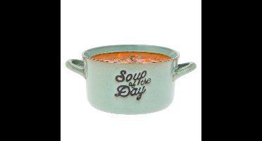 Soepkommen/serveer schaaltjes - 1x - met oor - porselein - 500ml - lichtgroen