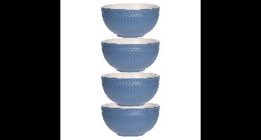 Soepkommen/serveer schaaltjes - 4x - Roman Style - keramiek - D14 x H7 cm - nacht blauw - Stapelbaar