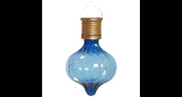 Solar hanglamp bol/peertje - Marrakech - kobalt blauw - kunststof - D8 x H12 cm