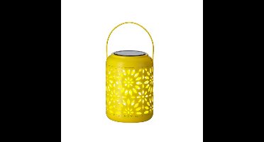 Solar lantaarn - geel - ijzer - 17 cm - tuinverlichting - met hengsel