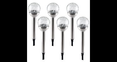 Solar tuinlamp - 6x - glazen bol - op zonne-energie - 25 cm - tuinverlichting