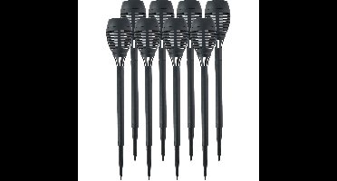 Solar tuinlamp fakkels/toortsen - 8x - met vlam effect - zwart - 48 cm