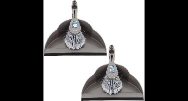 Sorbo Stoffer en blik set - 2x - zilver - kunststof - kamerveger/handveger