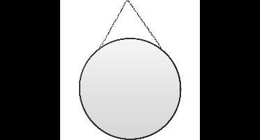 Spiegel/wandspiegel met ophangketting - rond - zwart - metaal - D29 cm