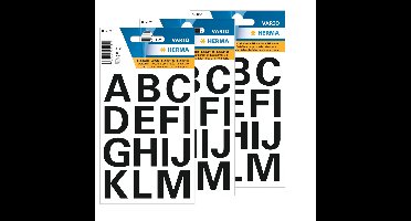 Stickers alfabet - 4x vel - 28 letterstickers - zwart - 25 mm - letters A-Z - stickervelletje