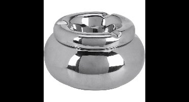 Storm Asbak Marbella - Kunststeen - D11 x H6 cm - metallic zilver - voor binnen/balkon/serre