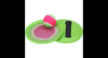 Strand vangbal spel met klittenband meloen groen/roze 18.5 cm