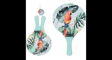Strandsporten beachball set met tropische print groen handvat 41 cm