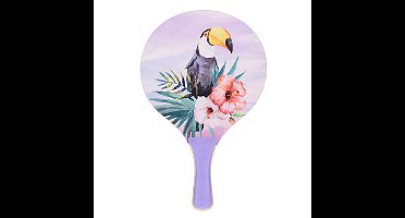 Strandsporten beachball set met tropische print lila handvat 41 cm