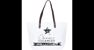 Strandtas vive la France wit 31 x 45 cm