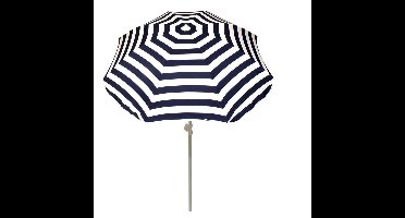 Summertime Strand parasol - blauw/wit - D180 cm - in hoogte verstelbaar - Uv bestendig