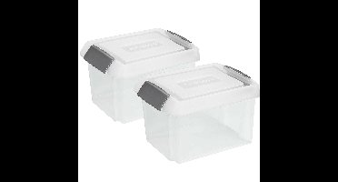 Sunware 2x opslagboxen kunststof 32 liter transparant 45 x 36 x 24 cm met hoge deksel