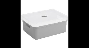 Sunware opbergbox - 24 liter - lichtgrijs - kunststof - transparante deksel - 45 x 35 x 18 cm