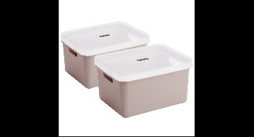 Sunware opbergbox - 2x stuks - 32 liter - roze - kunststof - transparante deksel - 45x35x24 cm