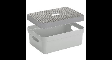 Sunware Opbergbox - lichtgrijs - 9 Liter - kunststof - met deksel - 35 x 25 x 12 cm