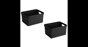 Sunware opbergbox Sigma - 3x stuks - kunststof - 32 liter - zwart - opberg dozen/bakken