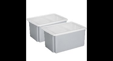 Sunware opslagboxen set - 2x stuks -51 liter - grijs - 59 x 39 x 29 cm - afsluitbare deksel