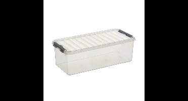 Sunware Q-Line opberg box/opbergdoos - 9.5 liter - 48 x 19 x 15 cm - kunststof - transparant