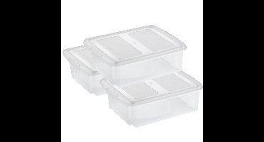 Sunware set van 3x opslagboxen kunststof 17 liter transparant 45 x 36 x 14 cm met deksel