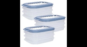 Sunware Vleeswarendoos - 9x - voedsel bewaarbakjes - transparant/blauwgrijs - bakjes