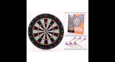 T & F Creations Dartbord - 45 cm - met 6 pijlen - darten - dubbelzijdig - darts