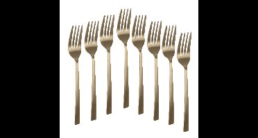 Taart/gebak vorkjes - 8x stuks - goud - RVS - 15 cm - verjaardag/feest vorkjes