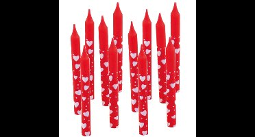 Taartkaarsjes met hartjes - rood - 10x stuks - Valentijnsdag/liefde/bruiloft